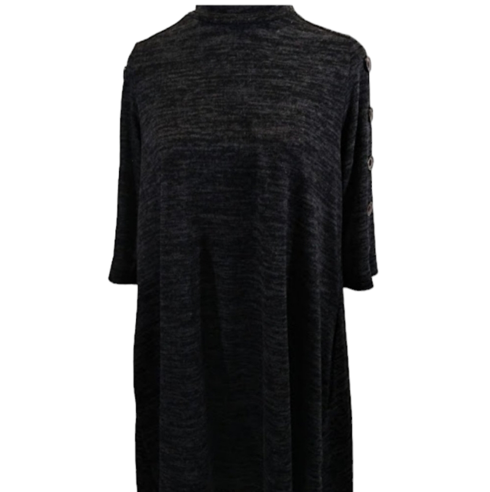 CY Fashion Dark Gray Heathered Swing dress/Tunic Top With Pockets‎ Size XS